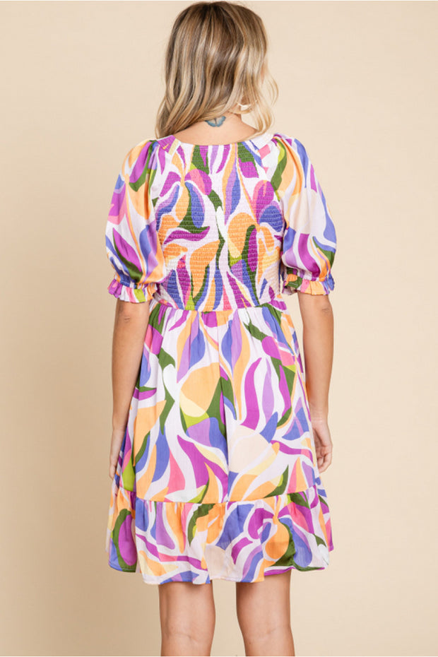 Floral Satin Print Dress