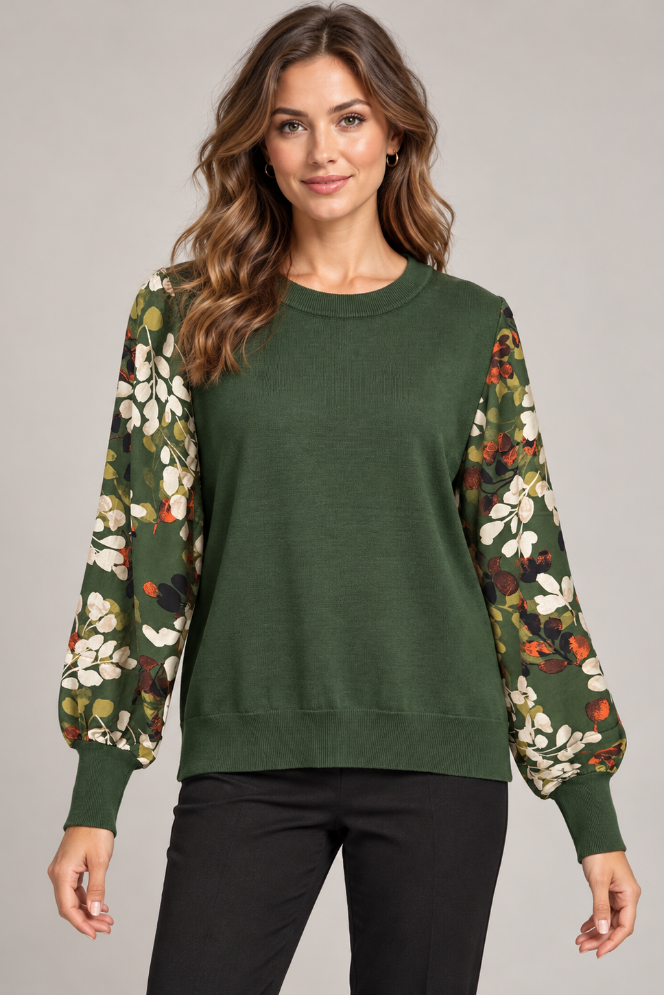 Sheer Dolman Sleeve Knit Top in Green