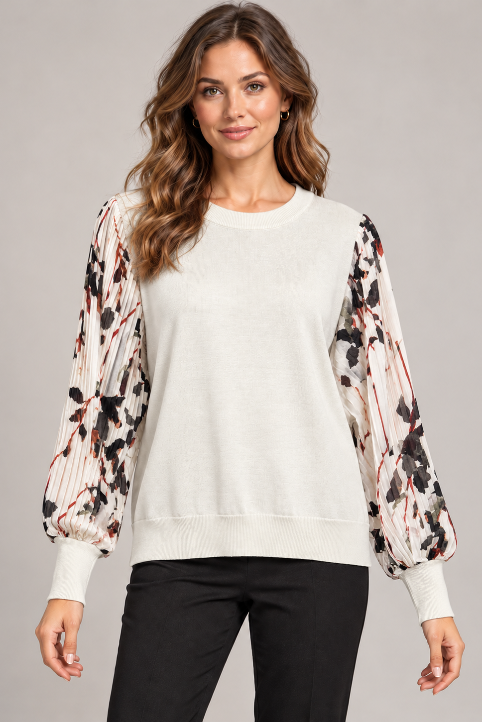 Sheer Dolman Sleeve Knit Top in Ivory