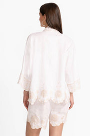 Della Linen Cropped Kimono