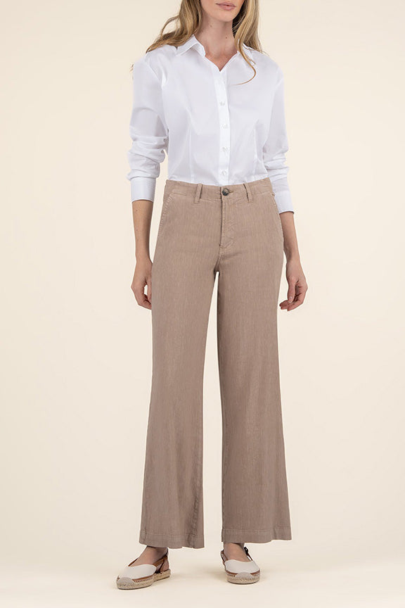 Meg Linen Wide Leg Pants - Khaki