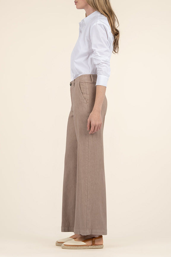Meg Linen Wide Leg Pants - Khaki