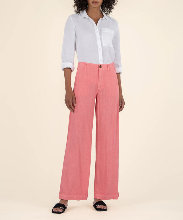 Meg Linen Wide Leg Pants - Salmon