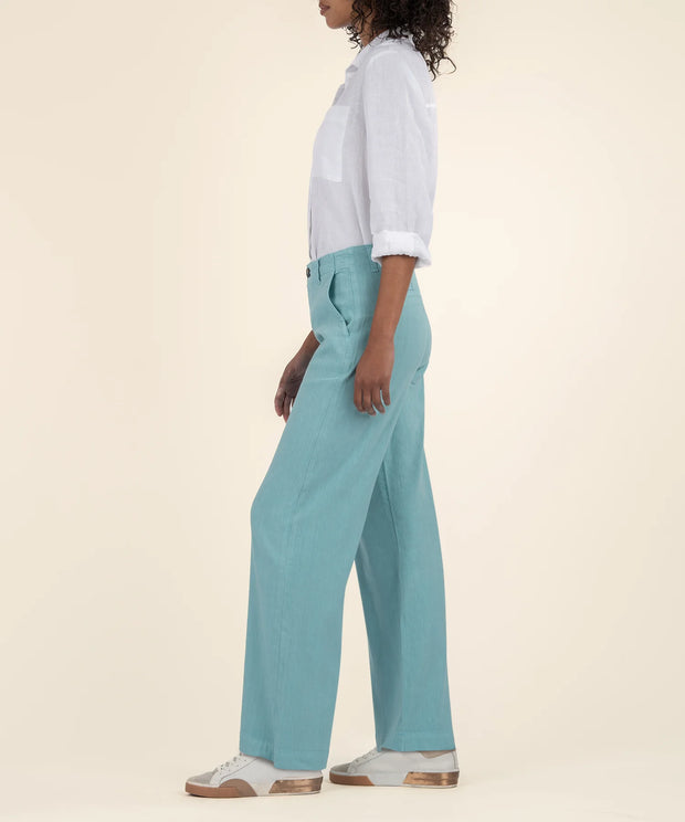 Meg Linen Wide Leg Pants - Sea Blue