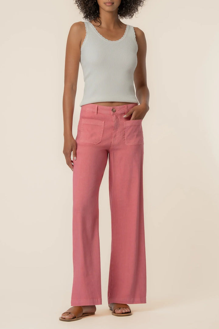 Meg Linen Wide Leg Pant in Flamingo