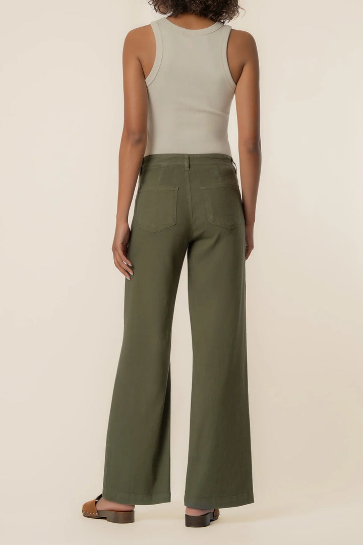 Meg Linen Wide Leg Pant in Forest