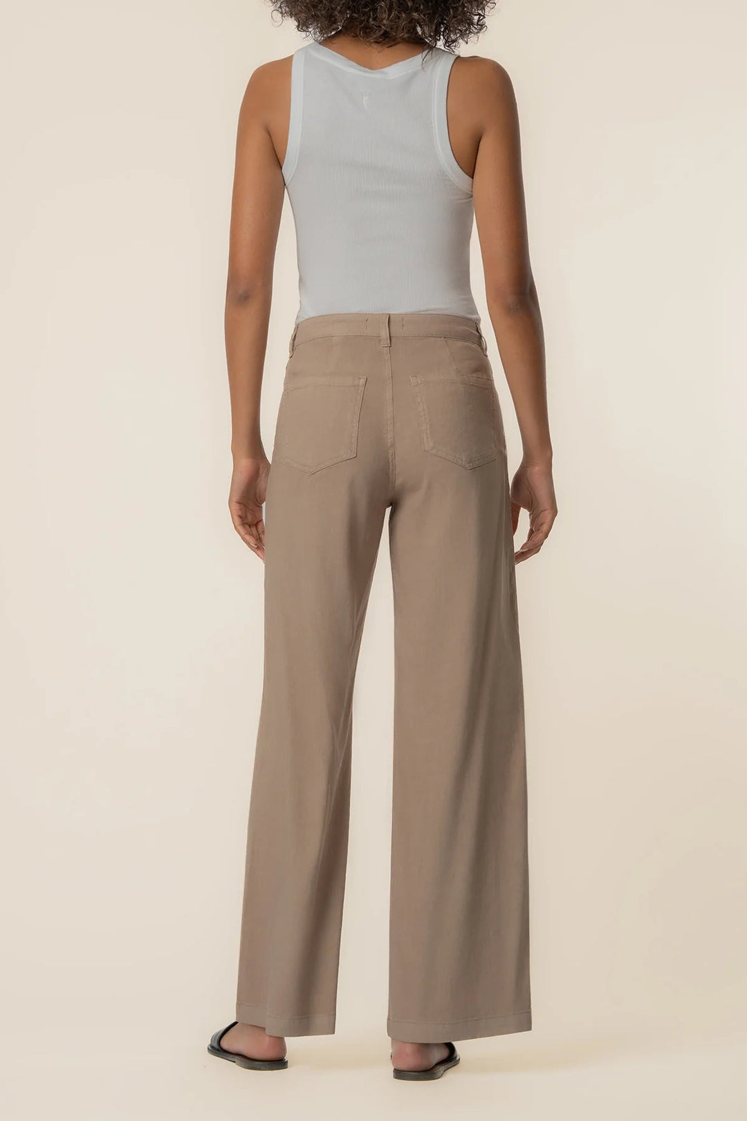 Meg Linen Wide Leg Pant in Khaki