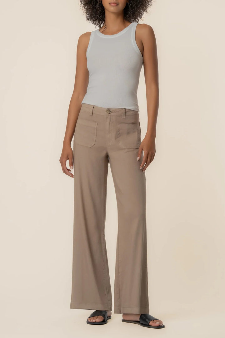 Meg Linen Wide Leg Pant in Khaki