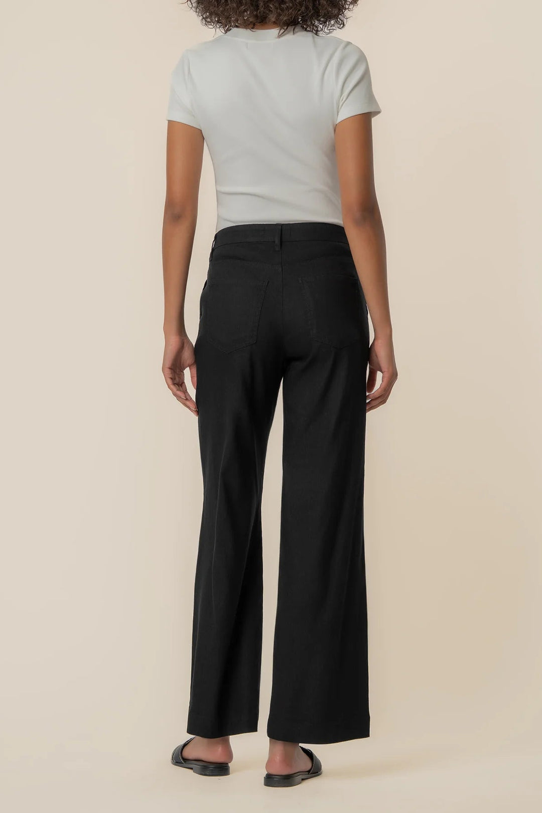 Meg Linen High-Waist Trouser in Black