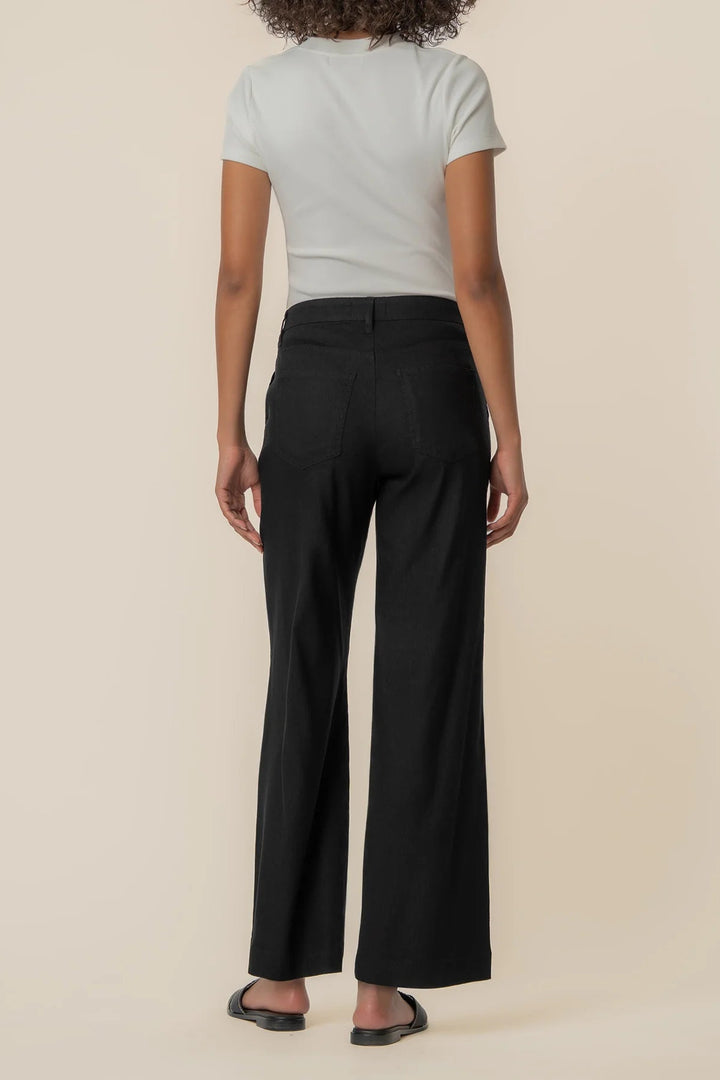 Meg Linen High-Waist Trouser in Black