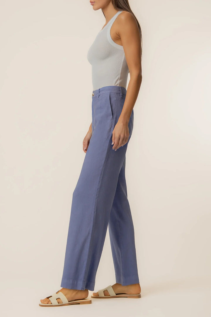 Meg Linen High-Waist Trouser in Cornflower