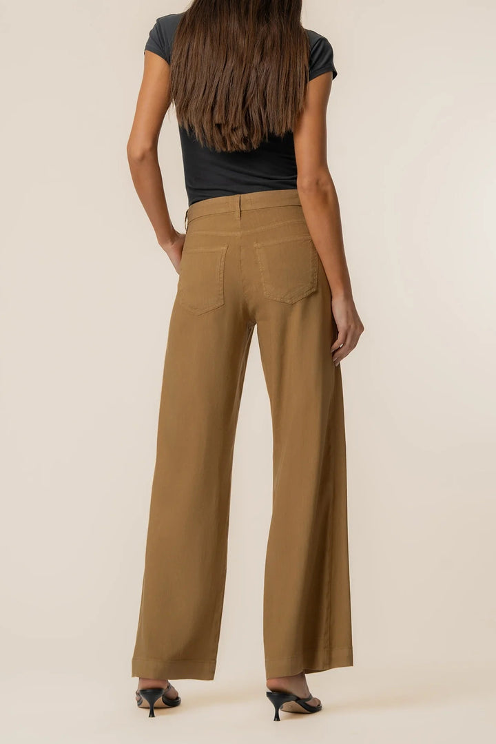 Meg Linen High-Waist Trouser in Wood