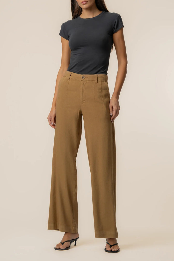 Meg Linen High-Waist Trouser in Wood