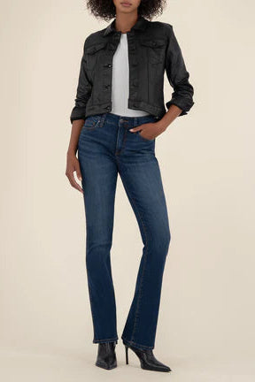 Julia Coated Crop Jacket in Black