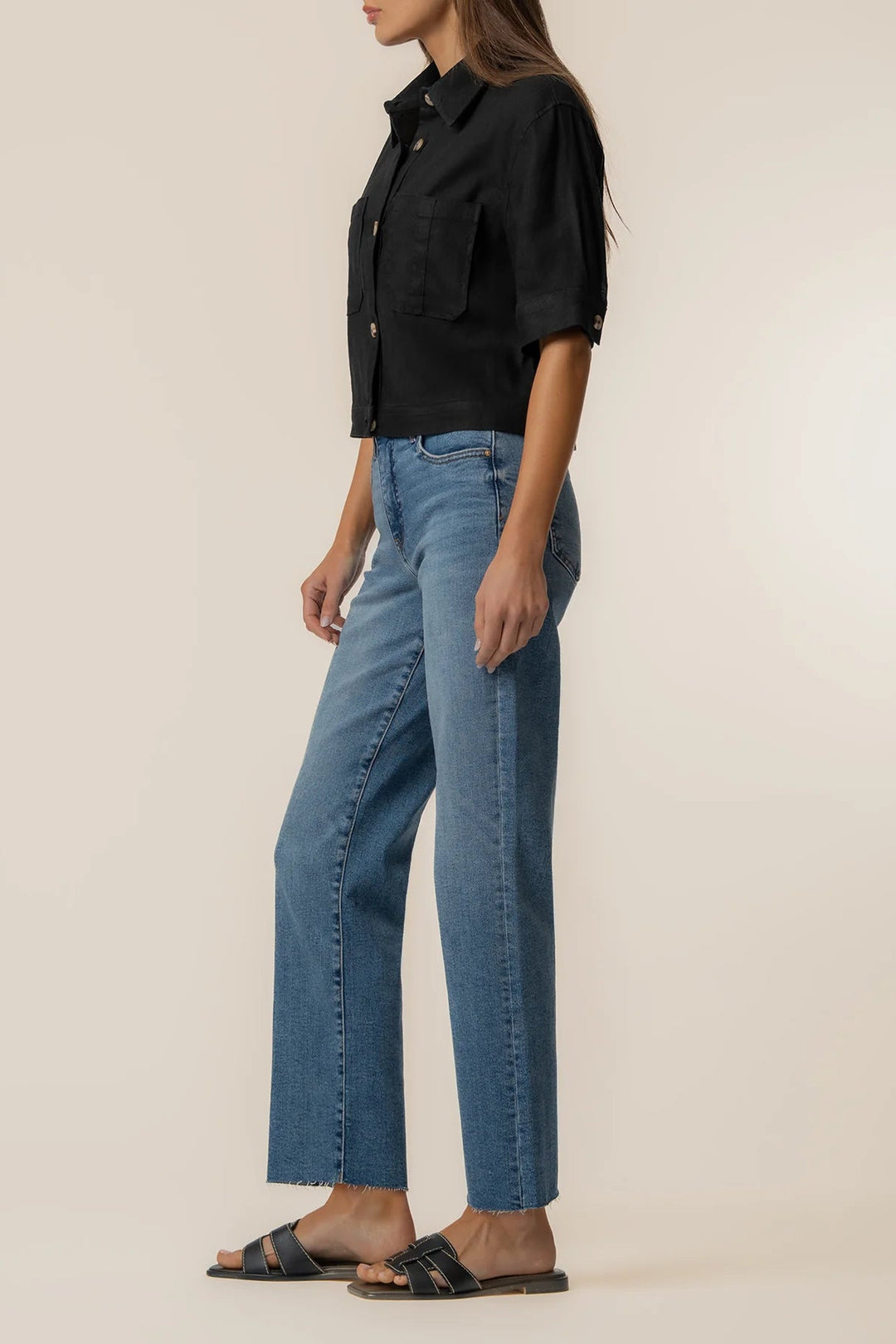 Finley Linen Jacket in Black