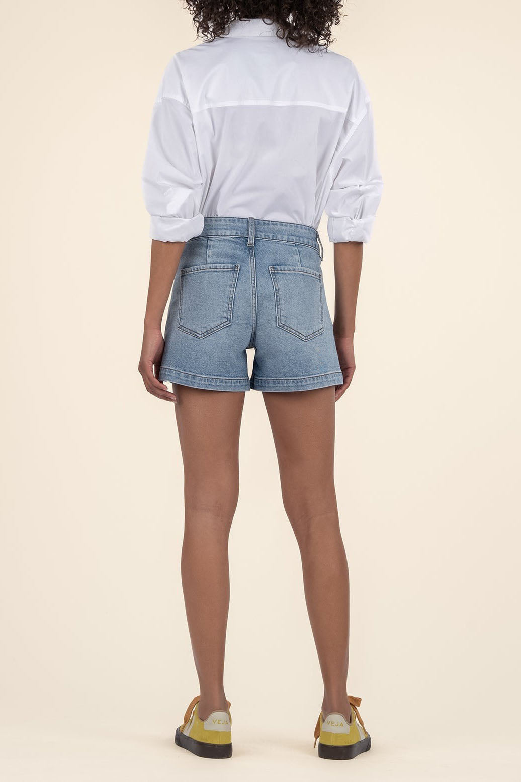 Jane High Rise Long Short with Patch Pockets