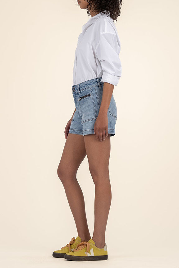 Jane High Rise Long Short with Patch Pockets