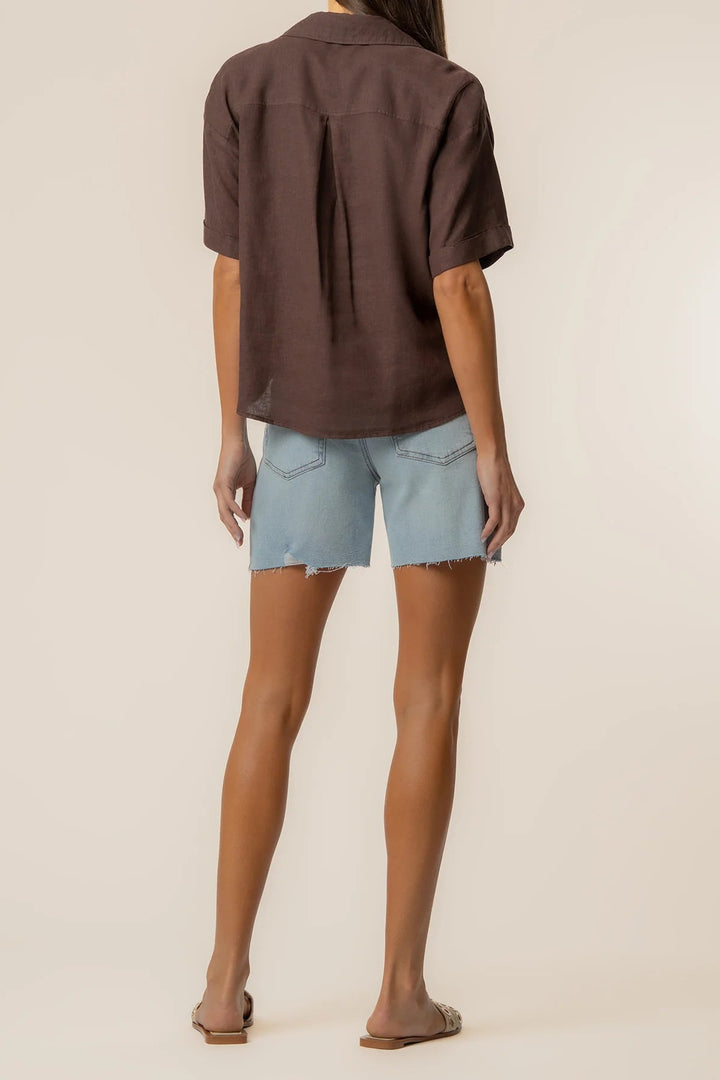 Brianna Linen Shirt in Chocolate