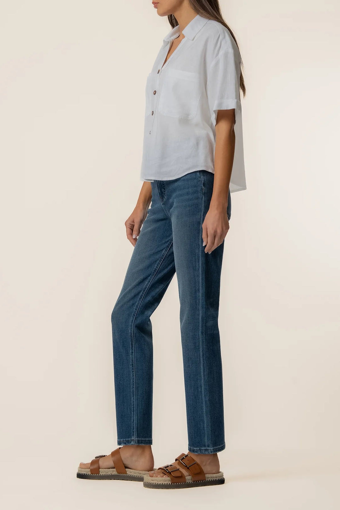 Brianna Linen Shirt in White