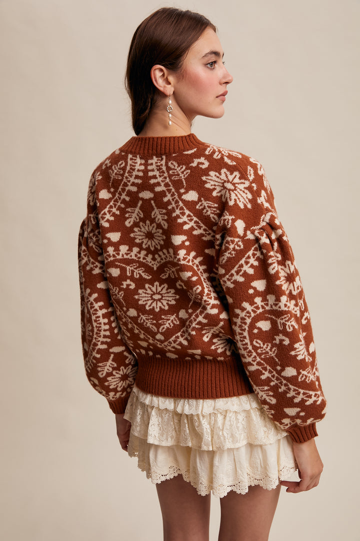 Heart Jacquard Knit Sweater