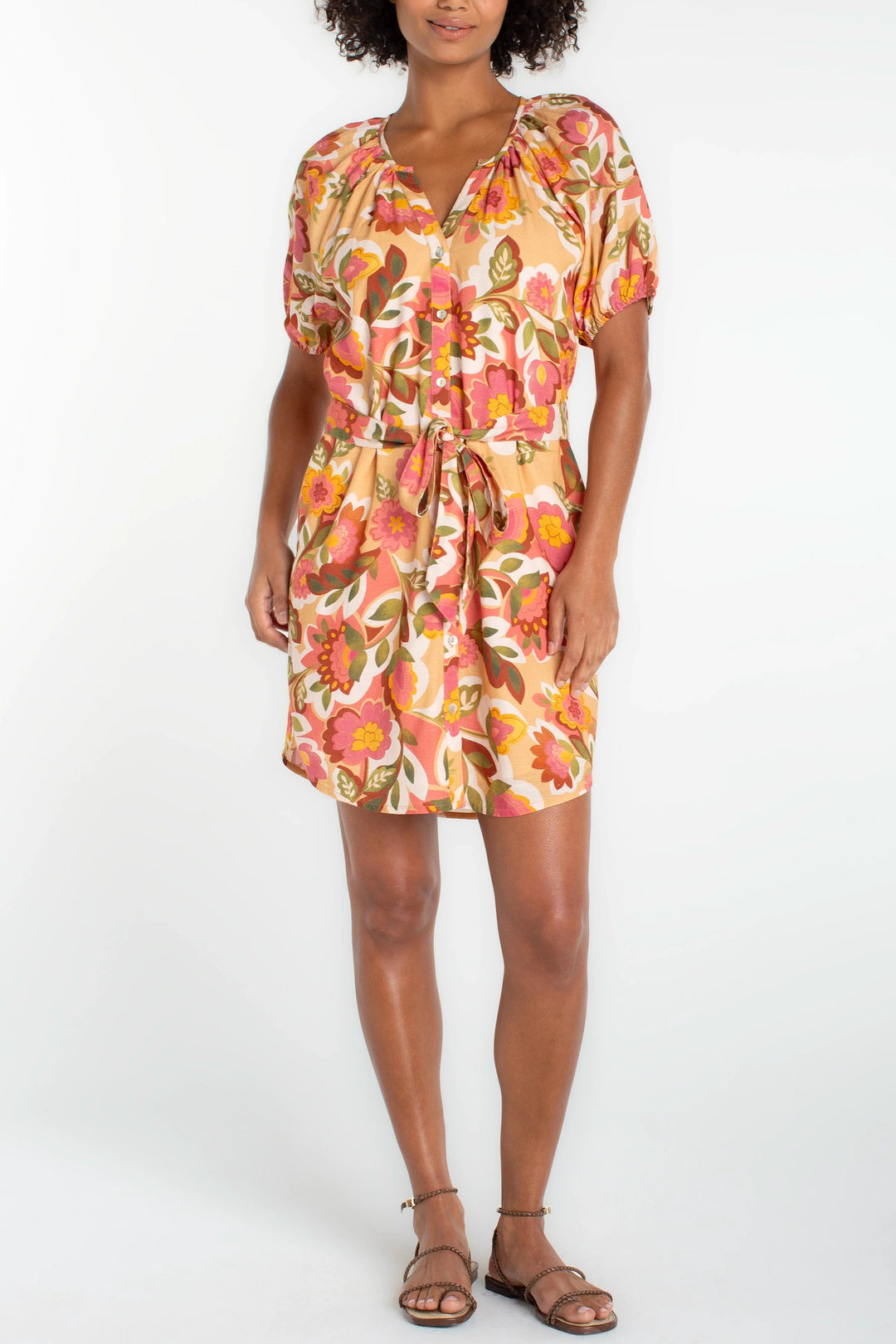 Floral Print Button Front Dress