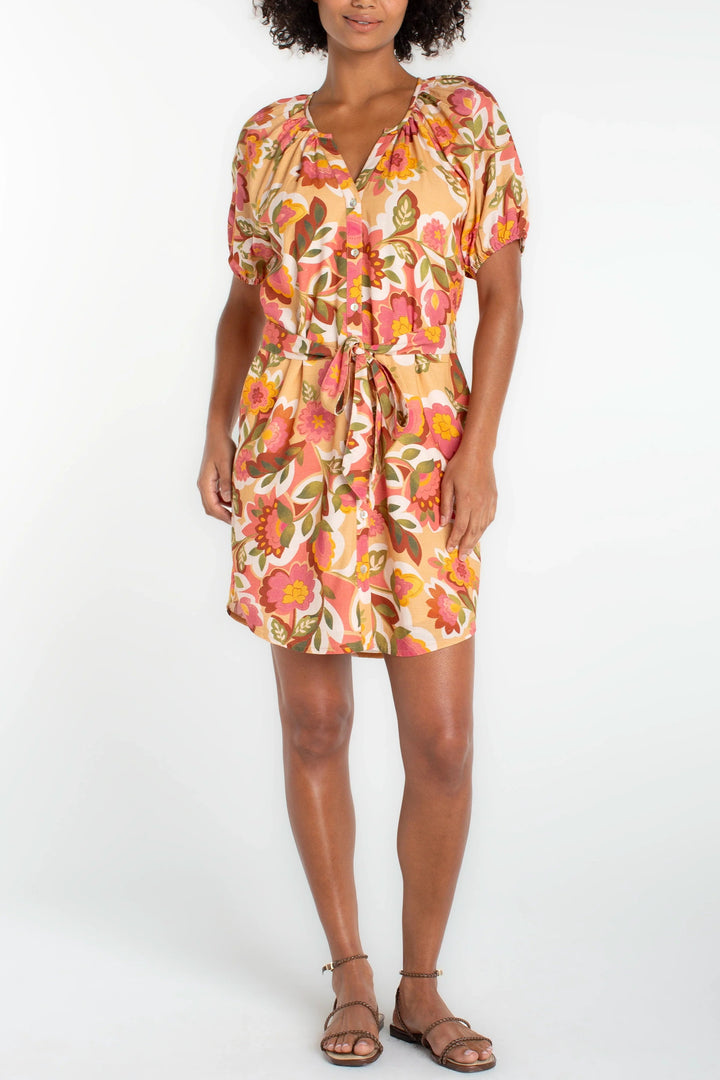 Floral Print Button Front Dress