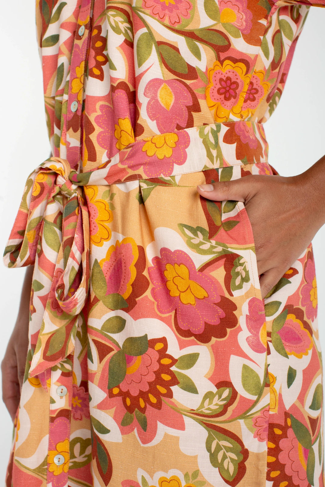 Floral Print Button Front Dress