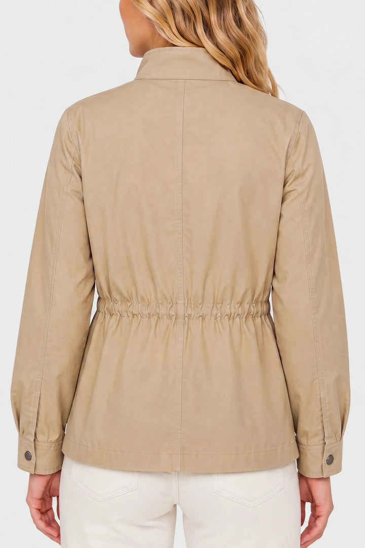 Utility Jacket with Patch Pockets and Drawcord Waist in Harvest Khaki
