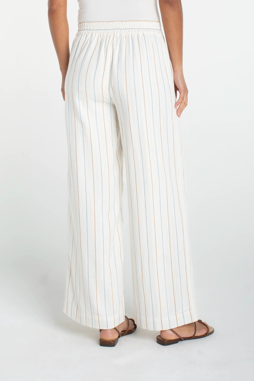 Pull-on Wide Leg Pinstripe Trouser