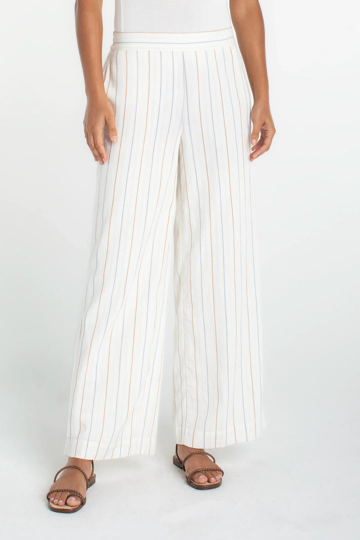 Pull-on Wide Leg Pinstripe Trouser