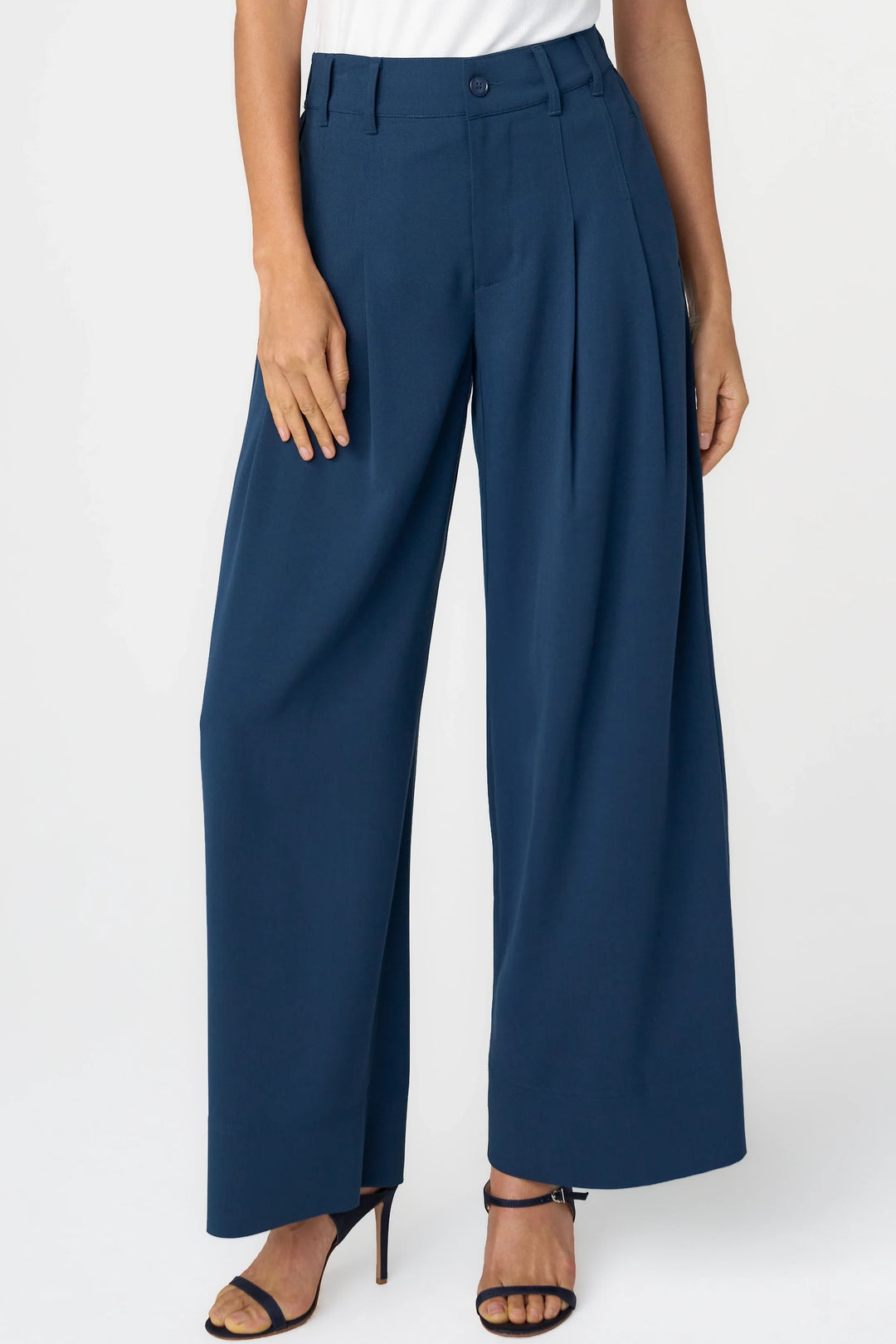 High Rise Pleated Wide Leg Trouser