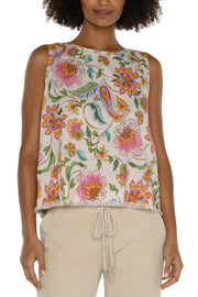 Sleeveless Button Back Floral Top