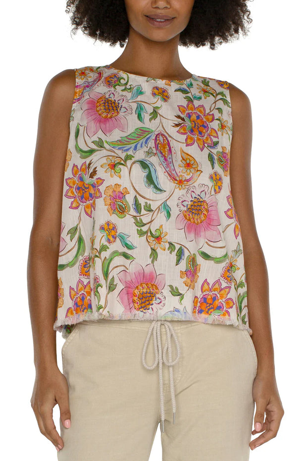 Sleeveless Button Back Floral Top
