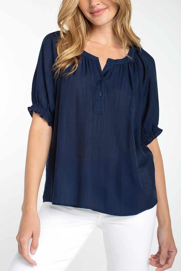 Short Sleeve Half Placket Blouse
