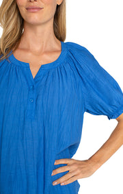 Short Sleeve Half Placket Blouse