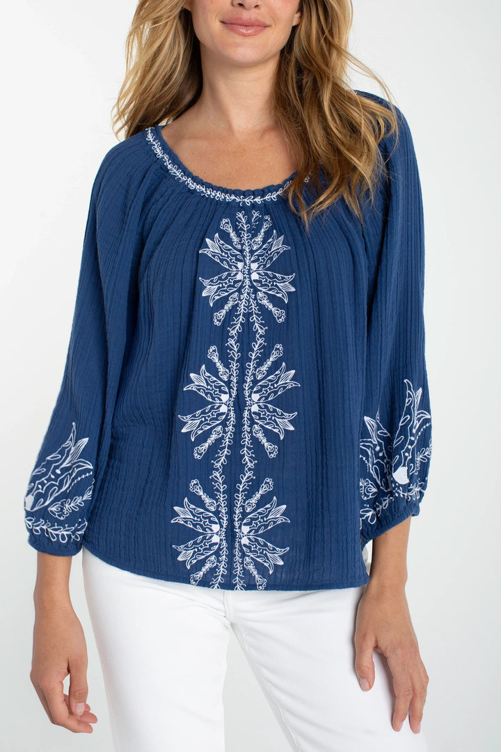 3/4 Sleeve Embroidered Top