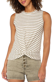 Sleeveless Knit Tee with Front Twist