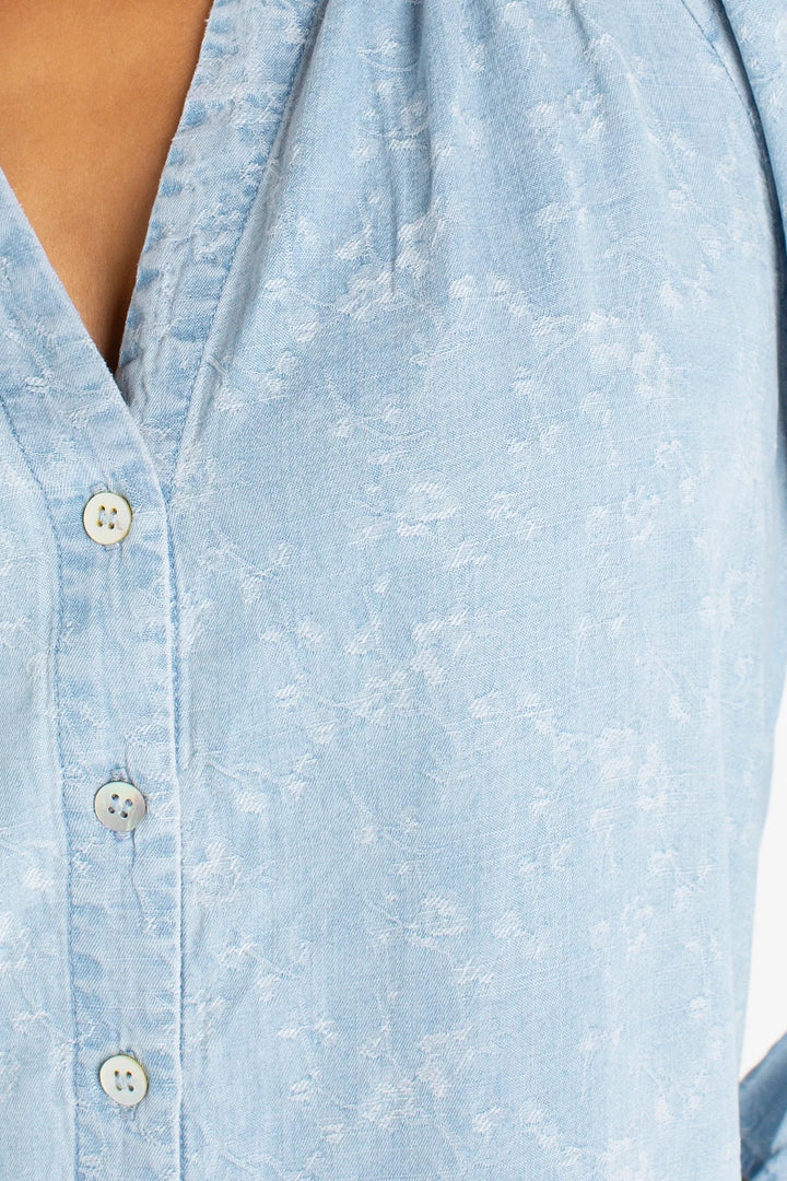 3/4 Sleeve Button Front Blouse