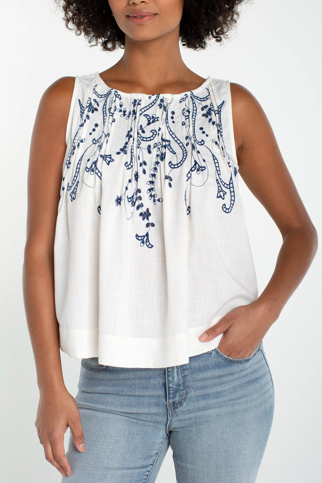 Sleeveless Embroidered Blouse