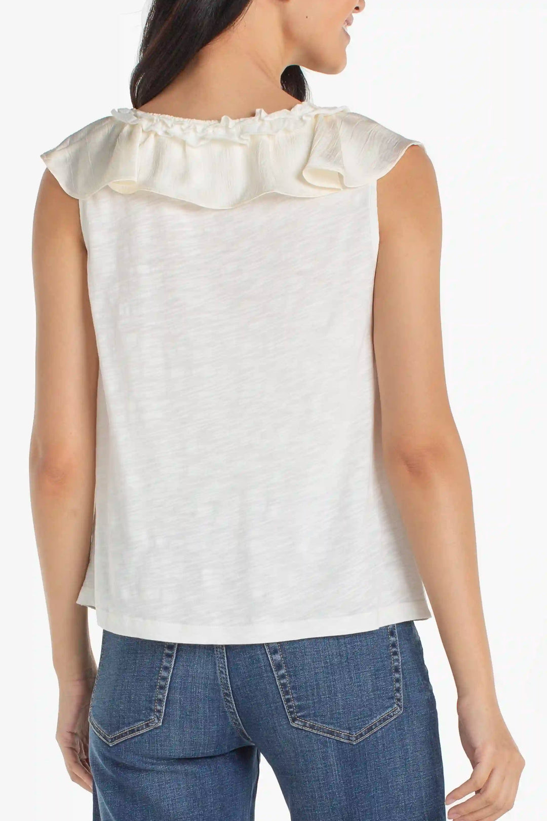 Sleeveless Ruffle Top in French Vanilla