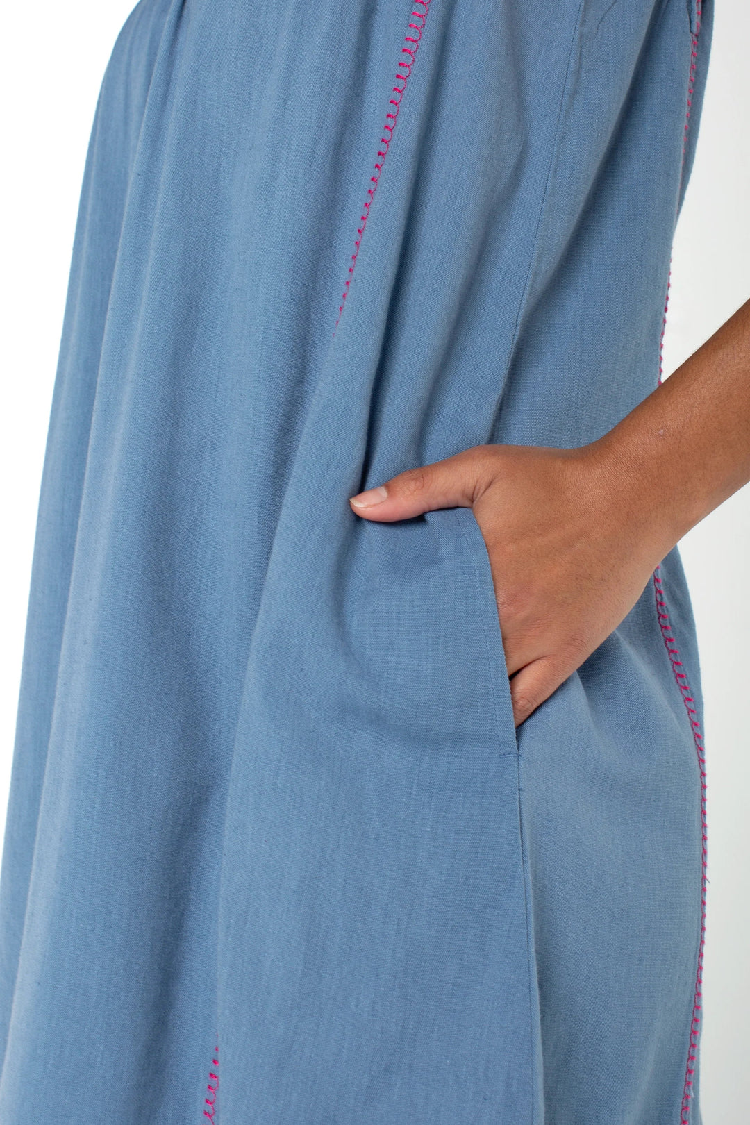 Embroidered Flutter Sleeve Dress