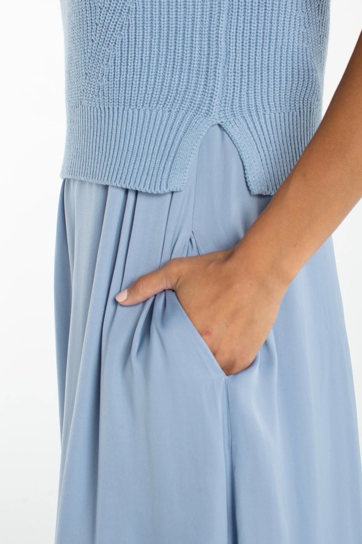 Sleeveless Knit and Woven Dress