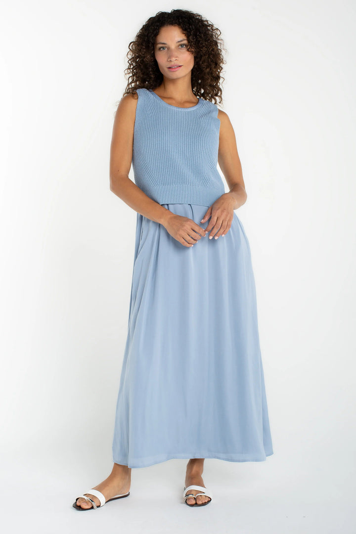 Sleeveless Knit and Woven Dress
