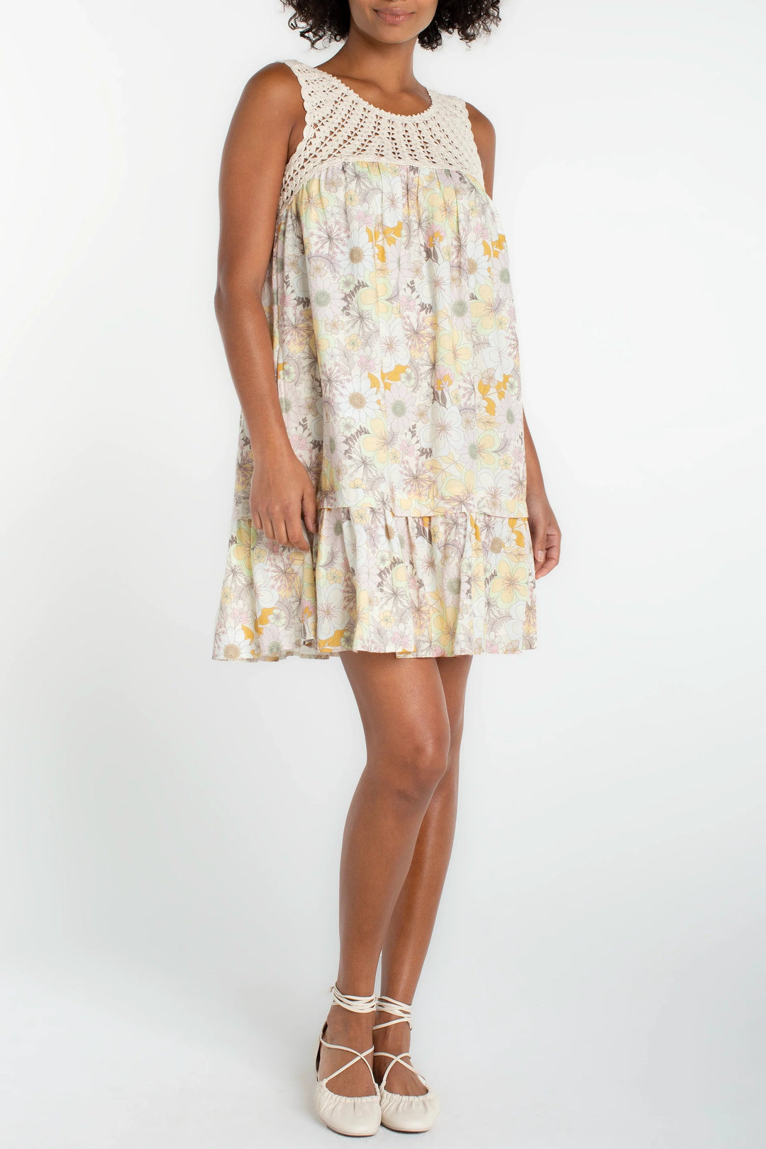 Crocheted Sleeveless Woven Dress