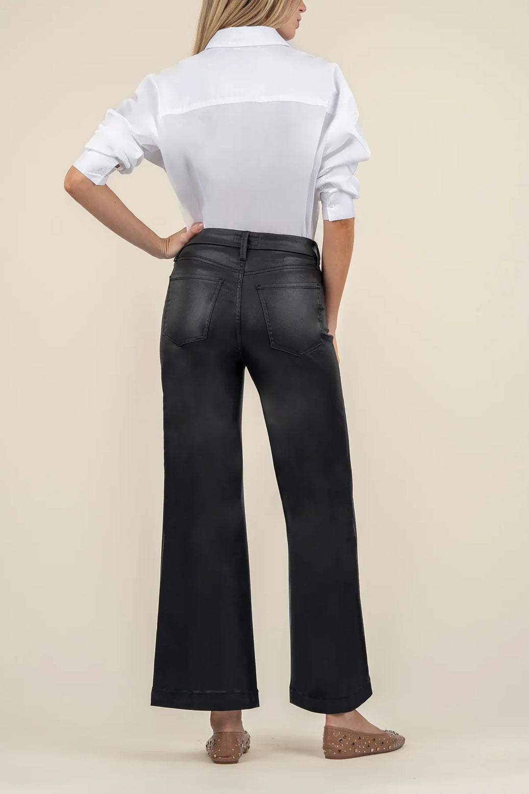 Coated Meg Ankle Pant in Black