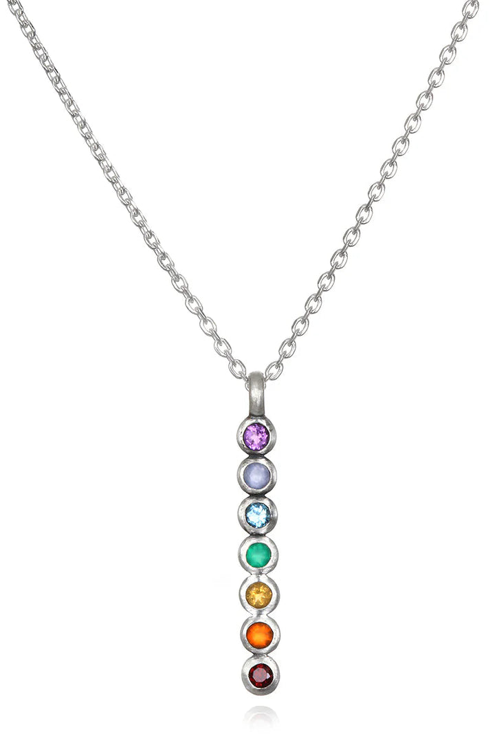 Divine Alignment Gemstone Chakra Silver Necklace