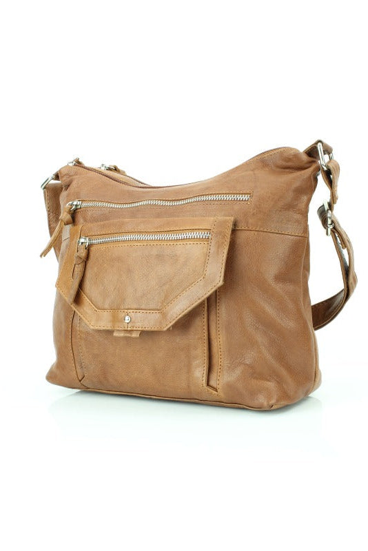 Tucson Leather Shoulder Bag in Tan