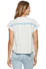 Annieville Embroidered Gauze Top