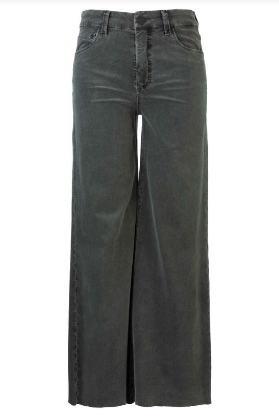 Meg High Rise Wide Leg Corduroy Pant in Pewter Green