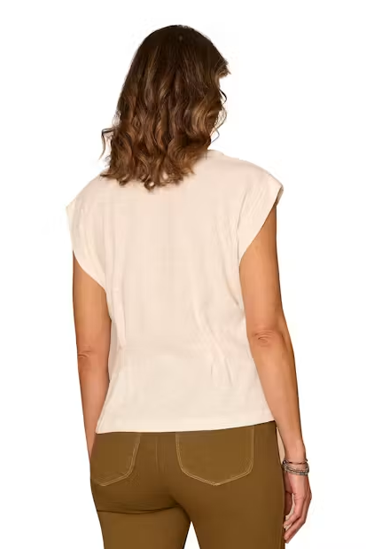 Cap Sleeve Peplum Hem Top in Off White